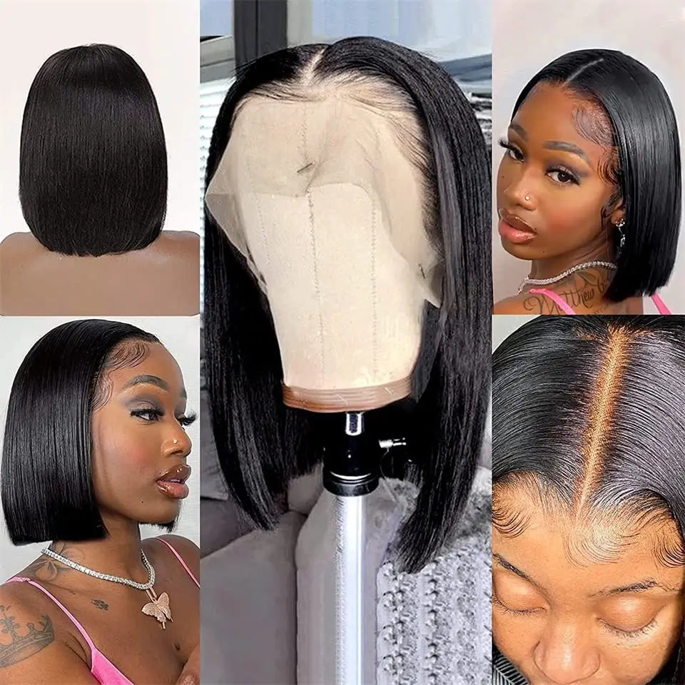 Glueless Bob Hair Wig Human Hair Ready To Wear Straight Transprent 13x4 Lace Closure Wigs For Women Glueless Wigs Human Hair