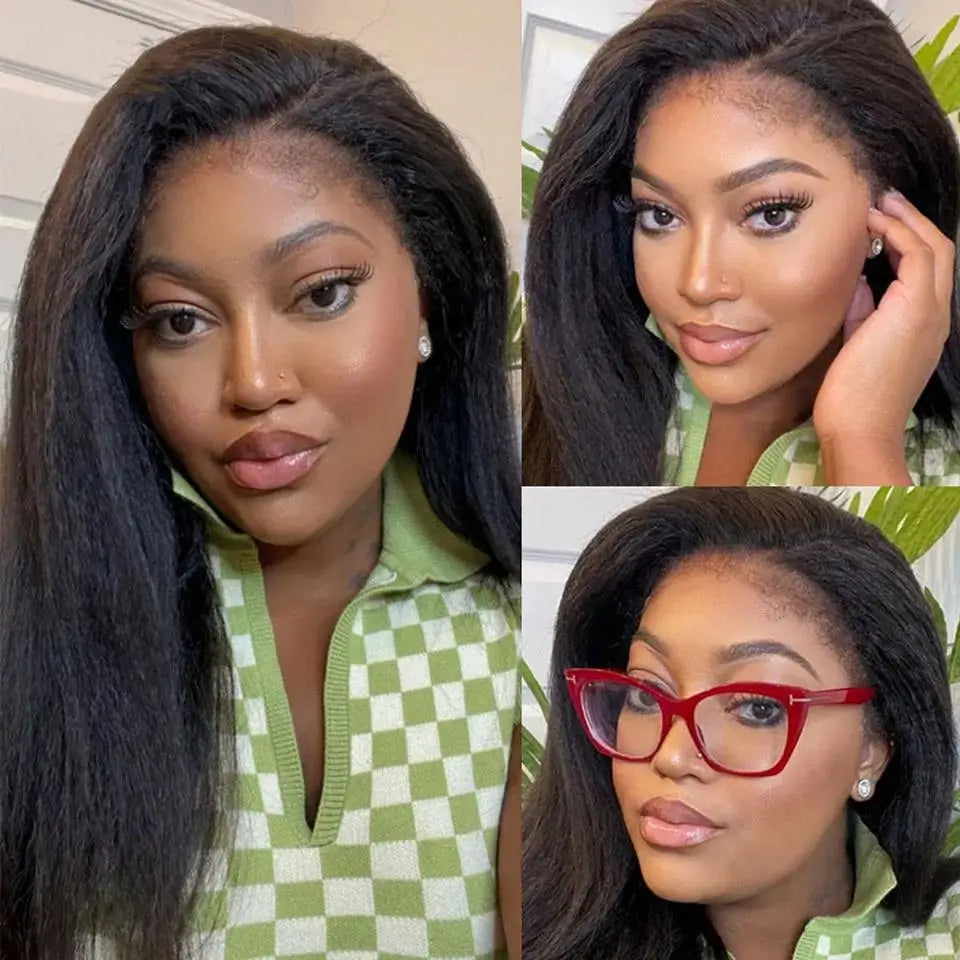 100% Burmese Human Hair Kinky Straight Wigs Transparent Lace 13x6 Lace Frontal Wigs Preplucked Hairline Lace Closure Wigs Cheap