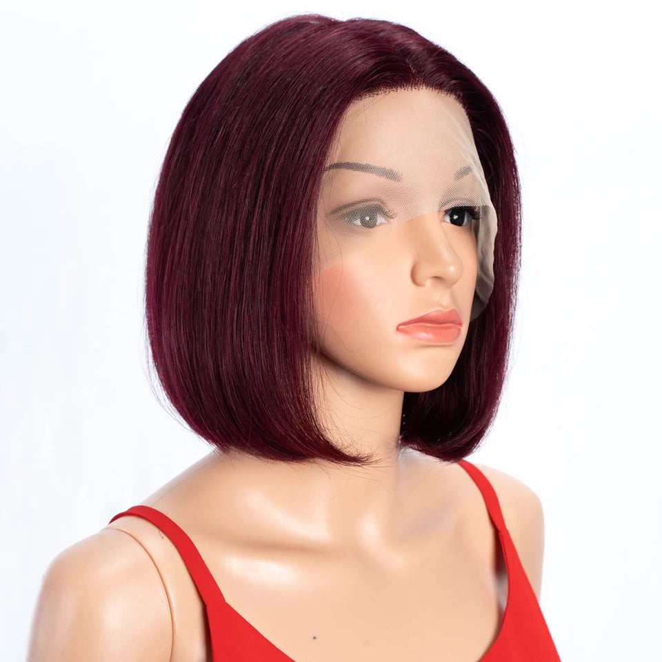 Lekker Highlight Blonde Short Straight Bob 13x6x1 Lace Front Human Hair Wigs For Women Brazilian Remy Hair Colored Glueless Wigs