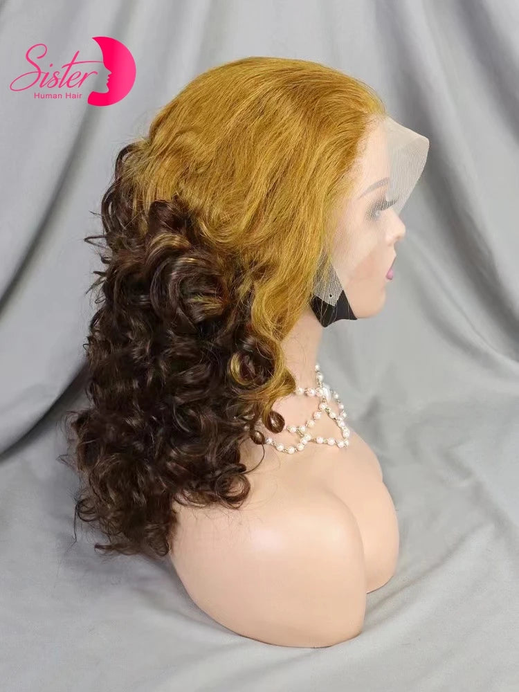 12A Double Drawn 350# Ginger Orange Spring Bouncy Curly Human Hair Wigs 13x4 Lace Frontal Curly Hair Wigs 250% Density for Women