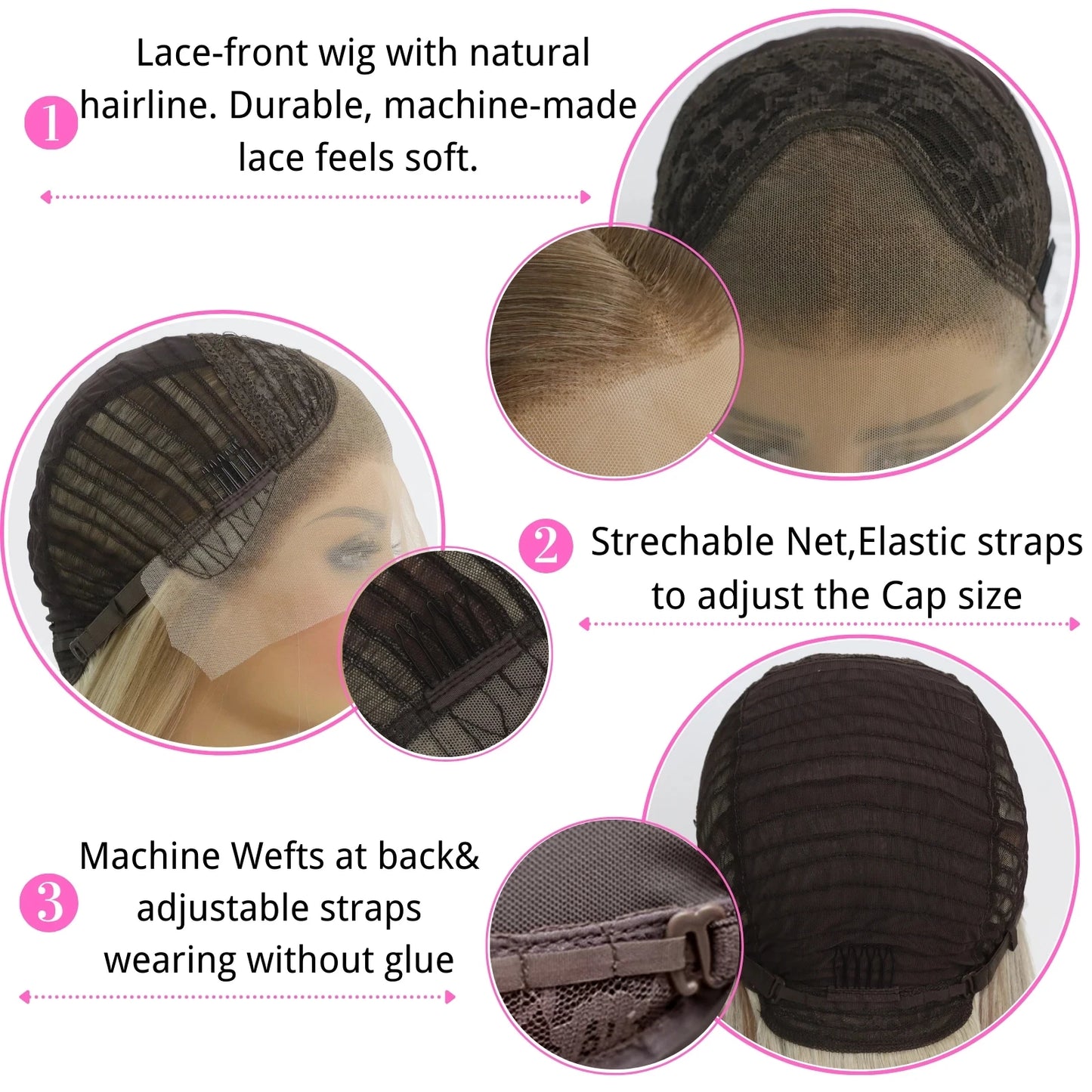 #1 Jet Black Short Bob Cut Synthetic Lace Front Wig for Women Cosplay Wig for Men Natural Hairline Glueless 13x4 Lace Front Wigs