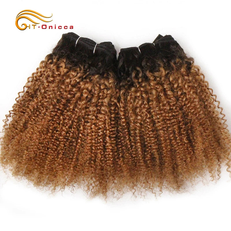 6Pcs/Lot Peruvian Curly Bundles Jerry Curl Double Drawn Human Hair Remy Funmi Hair T1B 30 99J Colored Hair Extension