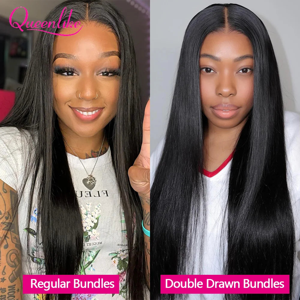 Queenlike 15A Super Double Drawn Vietnamese Raw Bone Straight Human Hair Bundles 20 22 24 inch Top Bundles Human Hair Extensions
