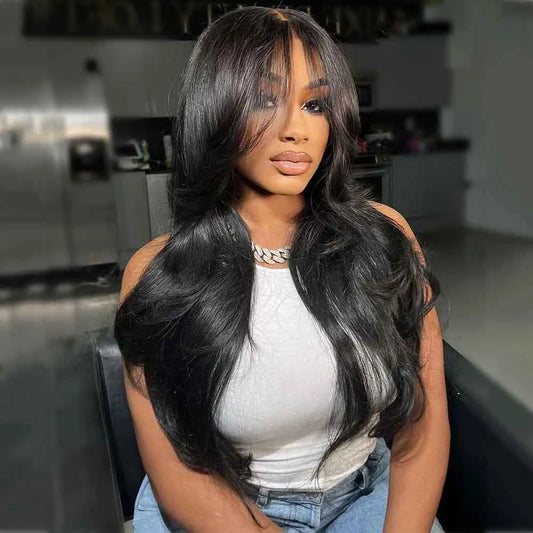 Curtain Bangs Wigs Body Wave Lace Front Human Hair Wig With Bang 13x4 13x6 Pre Plucked Lace Wigs Frontal Hair Wigs For Women