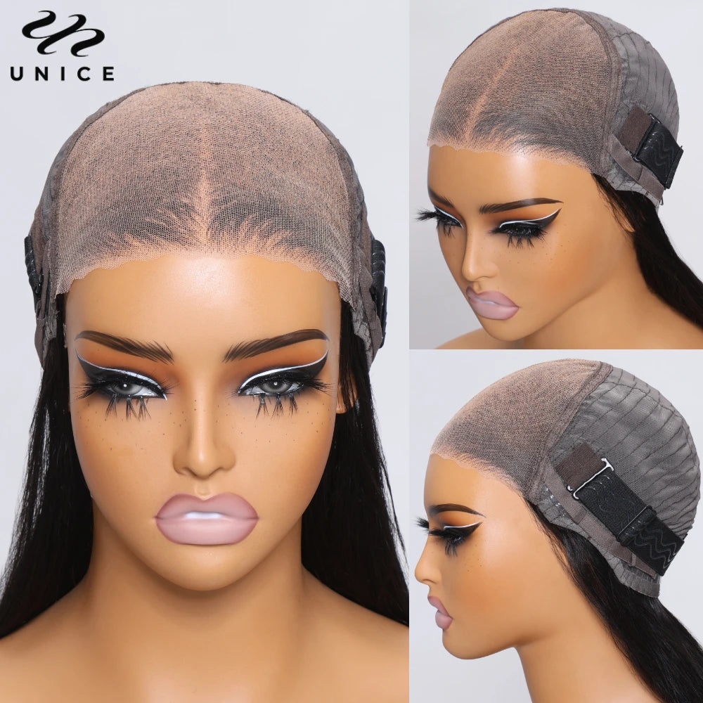Unice Hair Brown Piano Highlight Straight Bob Wig 7x5 Pre Cut Pre Bleached Glueless Wig Human Hair Ready To Wear 150% Density
