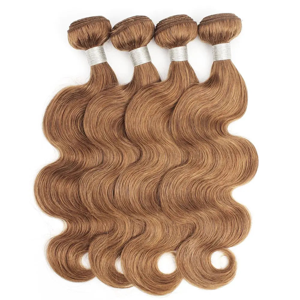 Double Weft Color 8 Ash Blonde #30 #4 Brown Pure Color Remy Human Hair Bundles Extension Body Wave Wholesale