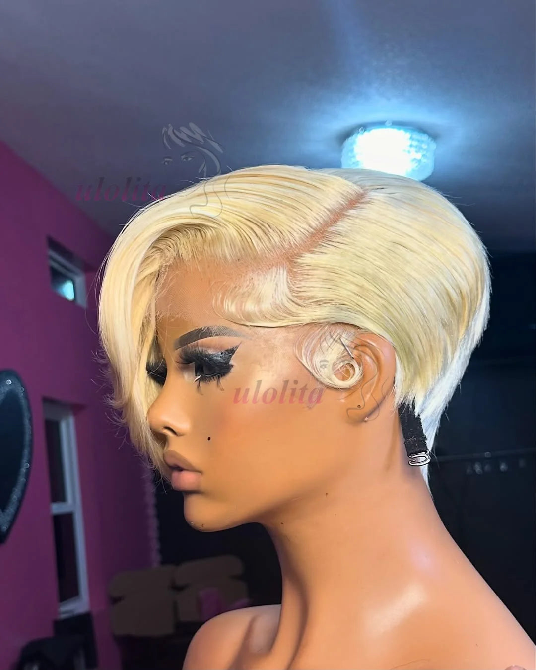 Pixie Cut Wig Brazilian 613 blonde Straight Side Part Wig 13x4 Short Bob HD Transparent Lace Front Human Hair Wig For Women