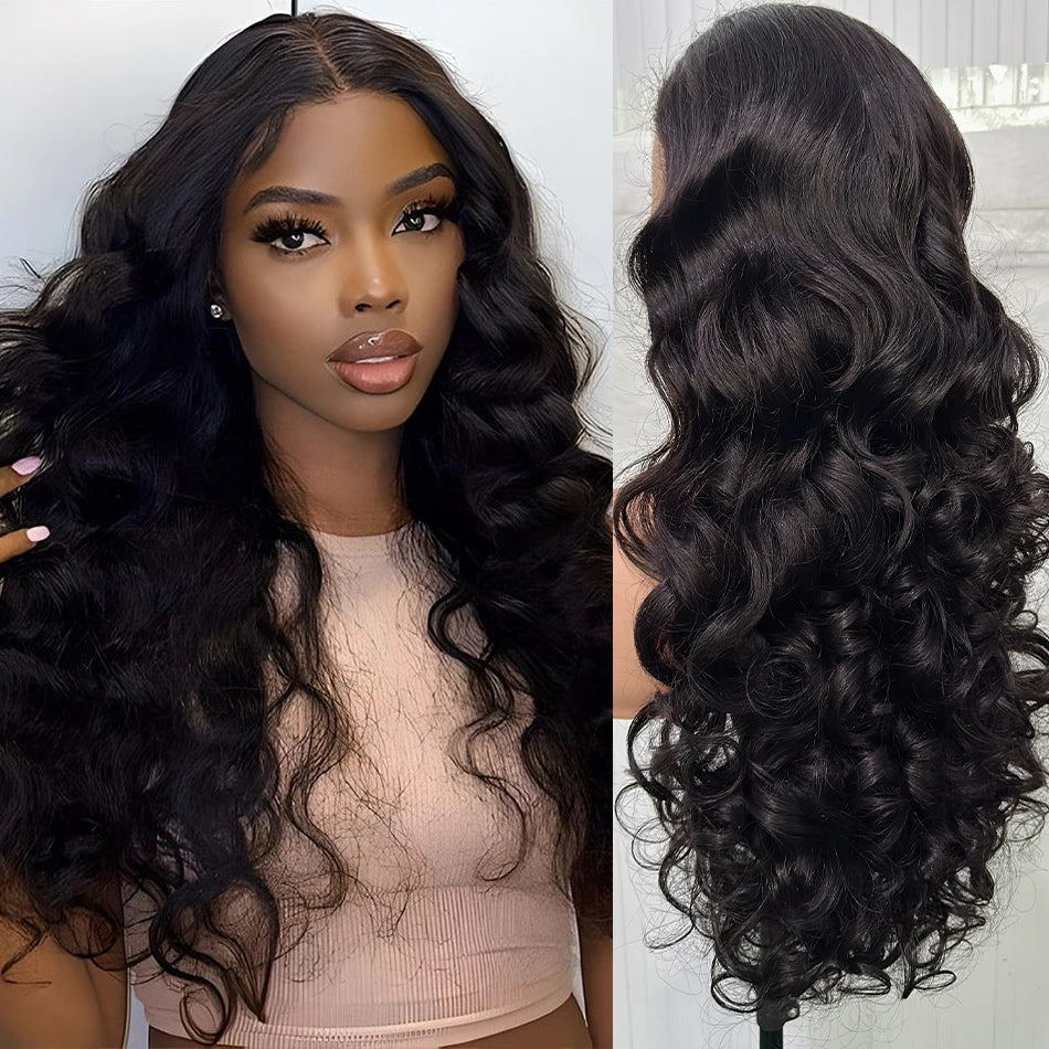 100% Raw Brazilian Virgin Hair Double Drawn Bouncy Wave 13x4 Lace Frontal Wig 250% Density 4X4 HD Lace Closure Wear And Go Wigs