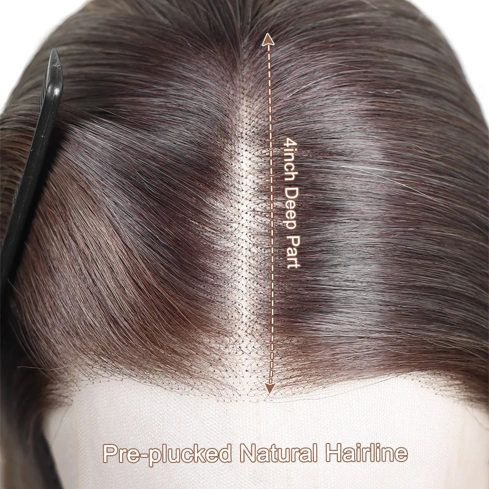 30 Inch Highlight Blonde Synthetic Lace Front Wigs Dark Roots Straight Long Ombre Ash Blonde Pre Plucked Colored Wigs for Women