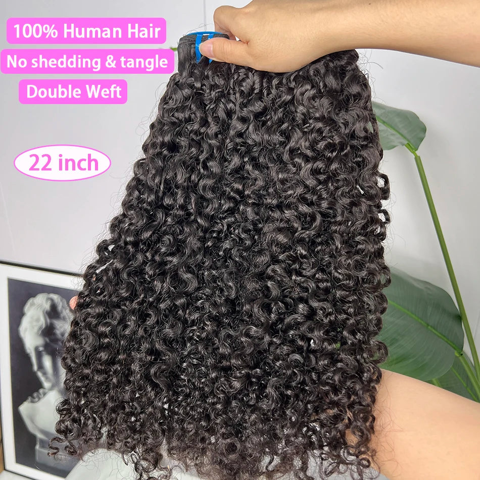 15A Burmese Curly Human Hair Bundles Double Weft #1B 100% Unprocessed Raw Virgin Hair Weave Extensions Can Bleach to #613 Color