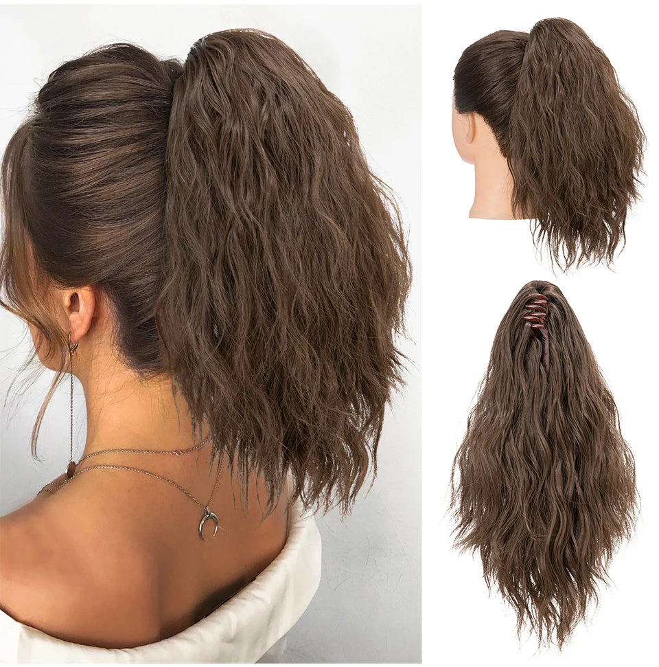 13Inch Premium Synthetic Curly Claw Clip In Ponytail Blonde Brown Short Hairpiece Fake Hair False Pigtail Hair Extensions P064