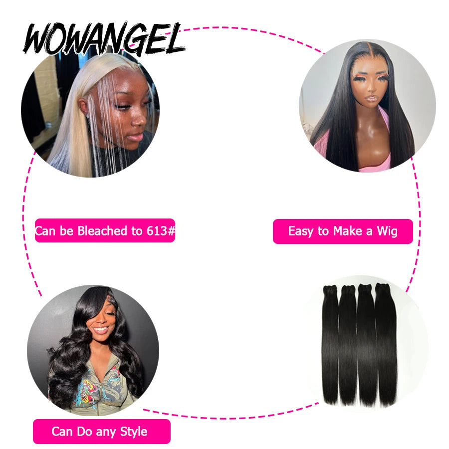 30 Inch Raw Hair Virgin Unprocessed 100% Human Hair Extensions Bone Straight 1/3/4 PCS Human Hair Bundles Brazilian Double Weft