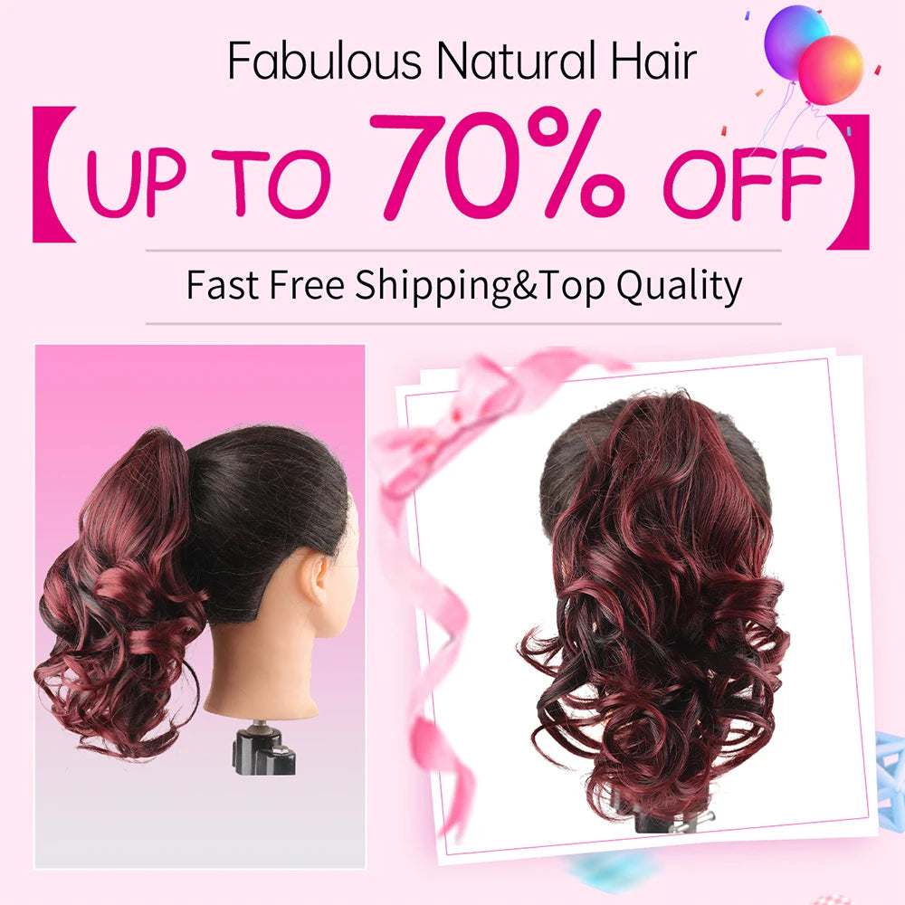 Synthetic Claw Clip In Short Ponytail Curly Pony Tail Clip-on hair False Wig House Pony Extension Hairpiece For Women