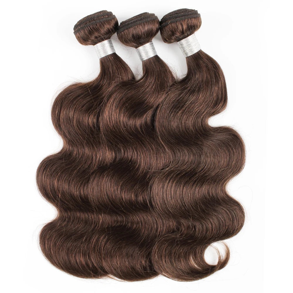1 Bundle Black Brown Pure Colored 100% Human Hair Weave Bundles Extension 95(±5)gram Body Wave Style Remy Indian Hair Bobbi