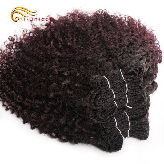 6Pcs/Lot Peruvian Curly Bundles Jerry Curl Double Drawn Human Hair Remy Funmi Hair T1B 30 99J Colored Hair Extension