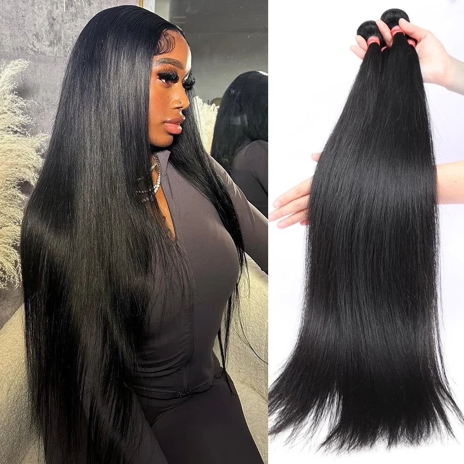 30 32 40 Inch Bundles 3/4 Pcs Bone Straight Brazilian Remy 100% Human Hair Bundles Raw Hair Extensions Tissage For Women