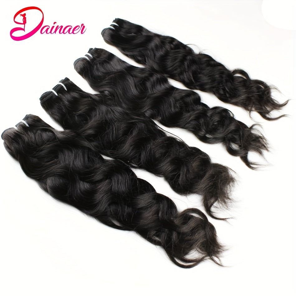 Brazilian Natural Wave Bundles With Closure Human Hair 4 Bundles With 4x4 HD Lace Closure Natural Color Human Hair Extensions With Closure Free Part