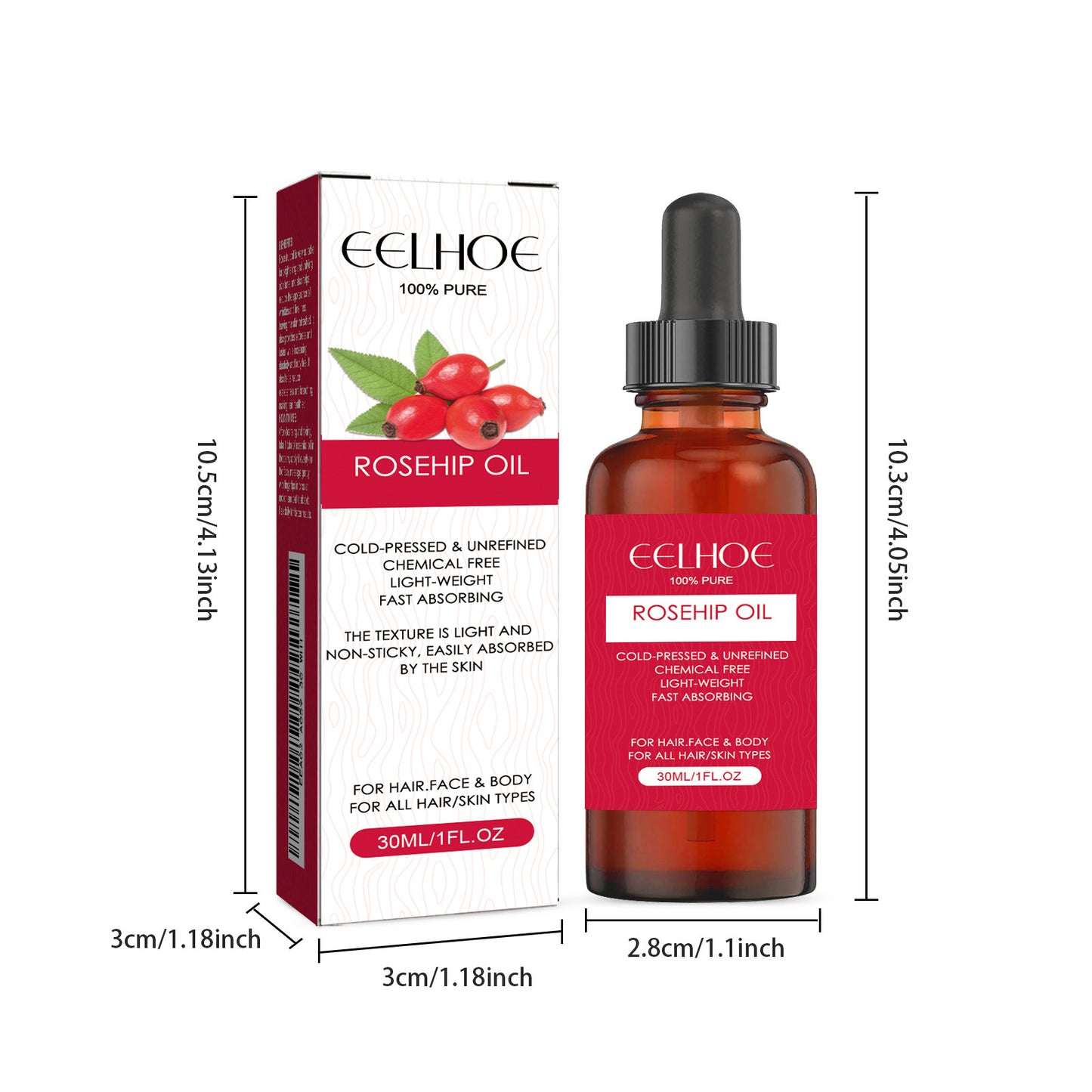 Rosehip Facial Oil Moisturizing And Moisturizing Skin Care For The Face And Body, Smoothing Hair Care, Massage Oil