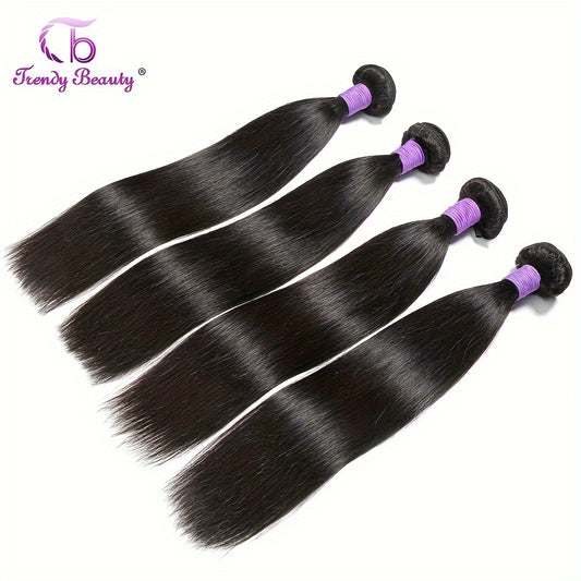 Brazilian Straight Human Hair Bundles 100% Virgin Human Hair Can Be Dyed Can Be Bleached Double Weft Unprocessed Straight Extensions Natural Black Color For Women