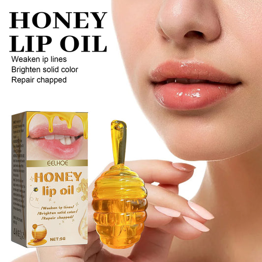 EELHOE Honey Lip Oil, Reduces Lip Lines, Prevents Cracking And Peeling, Moisturizing Lip Care Oil.