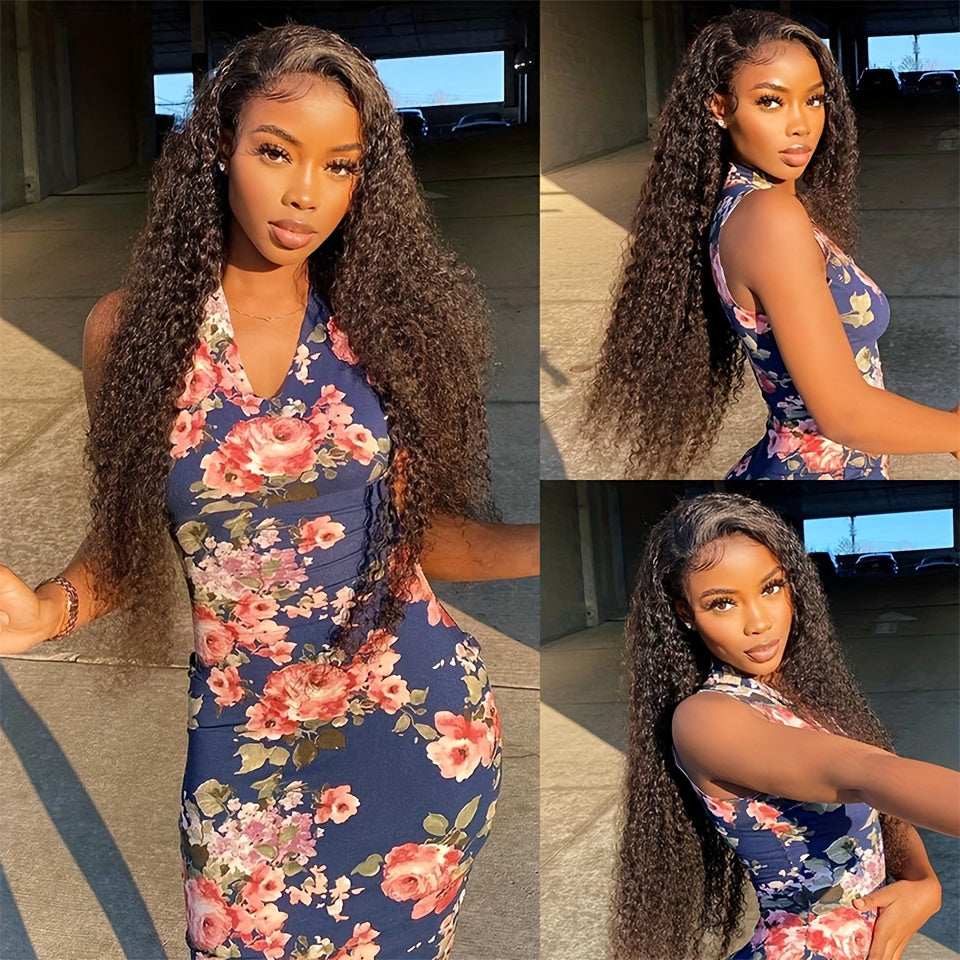 10A Curly Human Hair 3 Bundles Kinky Curly 100% Unprocessed Brazilian Curly Hair Bundles Soft Remy Hair Real Natural Color Human Hair Extensions for Women