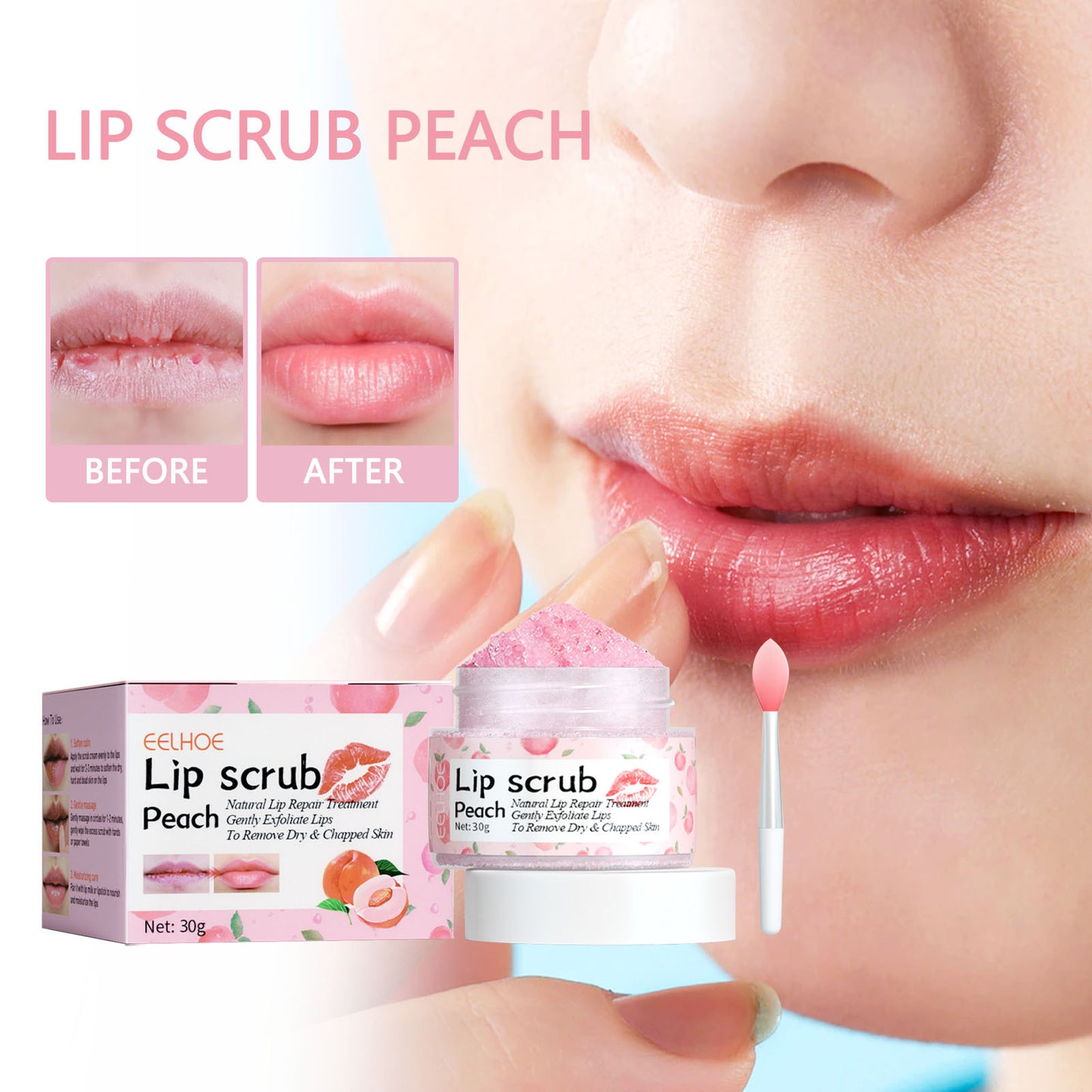 EELHOE Peach Lip Scrub Moisturizing Lip Hydration And Skin Brightening To Improve Dark Corners Of The Mouth