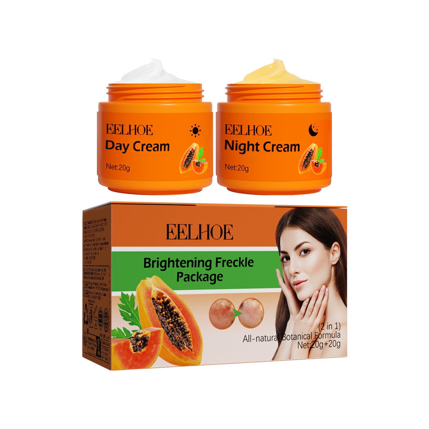 Papaya Brightening Freckles Cream Lightens Freckles And Dark Spots On The Face, Brightens And Moisturizes The Skin, Morning And Evening Cream