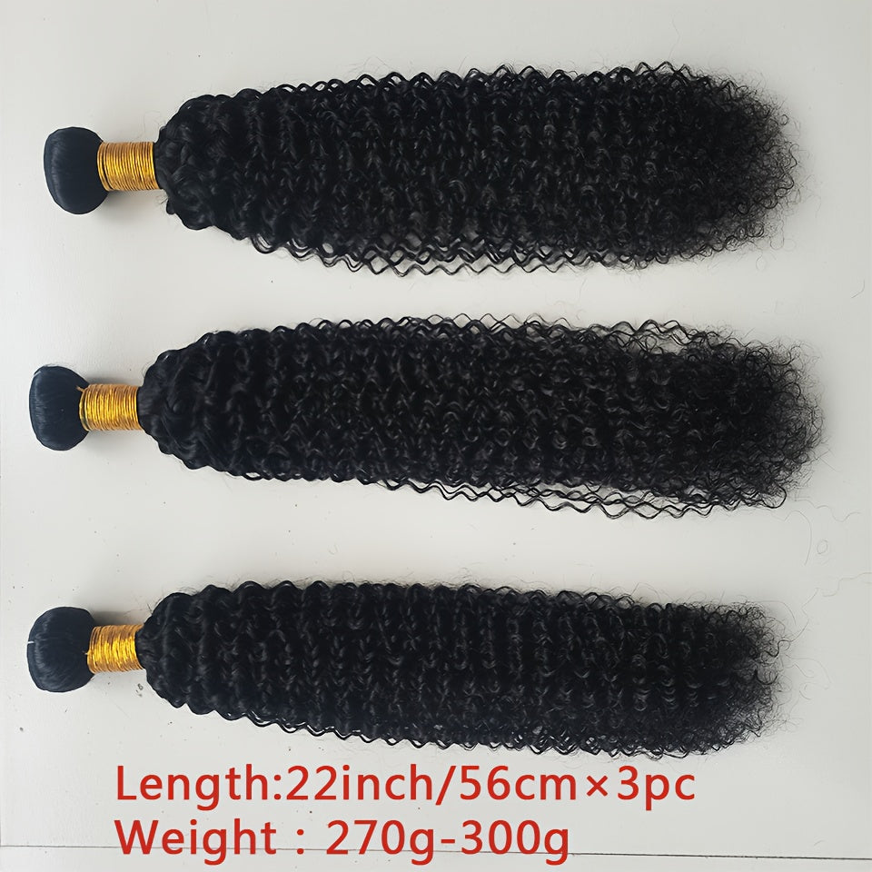10A Curly Human Hair 3 Bundles Kinky Curly 100% Unprocessed Brazilian Curly Hair Bundles Soft Remy Hair Real Natural Color Human Hair Extensions for Women