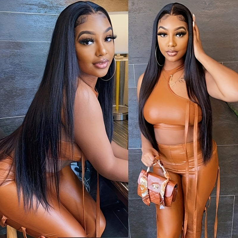 Glueless Wigs Human Hair Lace Frontal Wig Brazilian Straight Human Hair Wig HD 4X4 Lace Front Wig Ready To Wear 150% Density
