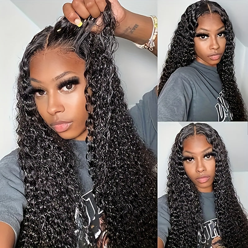 4 Bundles Peruvian Water Wave 100% Virgin Human Hair Extensions Double Weft 100% Unprocessed Human Hair Water Wave Hair Natural Black Color For Women Can Be Dyed