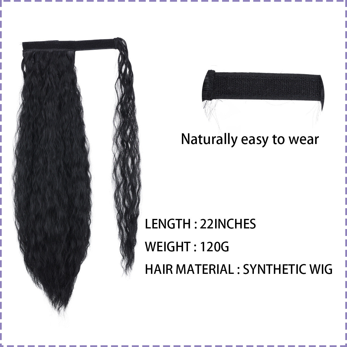 Wig Women's Ponytail Long Curly Hair Corn Stigma Water Ripple Hot Foreign Trade Velcro Invisible Seamless Strap High Ponytail