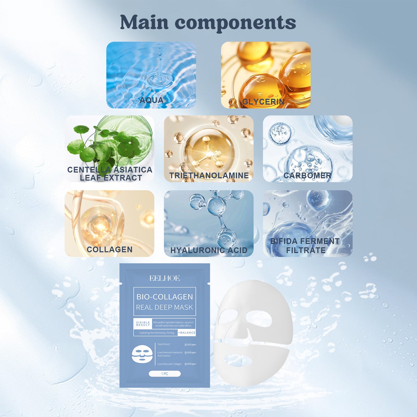 EELHOE Collagen Mask Hydrating And Moisturizing Facial Skin With A Hydrating And Translucent Collagen Mask